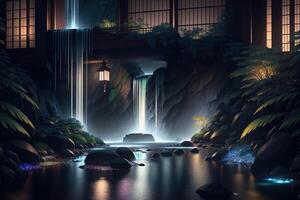 A waterfall in the dark Majestic photo