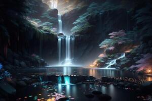A waterfall in the dark Majestic photo