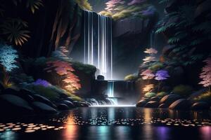 A waterfall in the dark Majestic photo