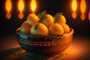 Young boiled potatoes with dill parsley and onions photo