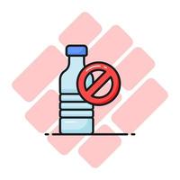 Prohibited sign on plastic bottle showing concept icon of no plastic bottles vector