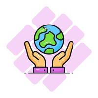 globe on human hands depicting concept of save the world, world earth day icon vector