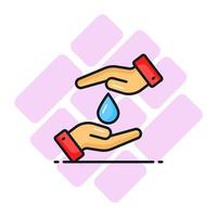 Water drop in hands denoting icon of water saving in modern style, easy to use vector, world earth day icon vector