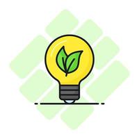 Leave inside bulb showing vector of eco idea in trendy style, sustainable ecological energy icon, creative lamp easy to use vector