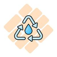 Water drop with recycling sign denoting concept vector of water recycling, premium icon design