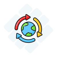 World globe with recycling arrows showing concept icon of eco recycling, easy to use vector