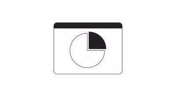 Animated mono webpage with pie chart. Analytics. Black and white thin line icon 4K video footage for web design. Monochromatic isolated flat element animation with alpha channel transparency