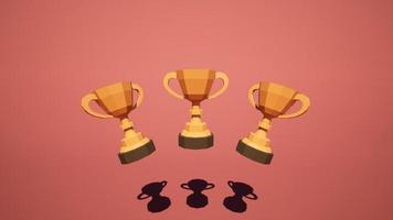 golden trophy on a red background Victory concept, award, goal, work hard, The result of a commitment to success, images for inspiration Team Motivation running a successful business,3d illustration photo