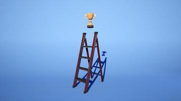 The ladder to success, golden trophy Victory concept, award, goal, The result of a commitment to success, images for inspiration Team Motivation running a successful business, 3d illustration photo