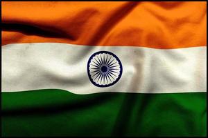 India Flag on the textured cloth, Contemporary Take on the Tri-Color Flag of India with Dynamic Elements photo