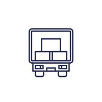 truck with boxes line icon, back view vector