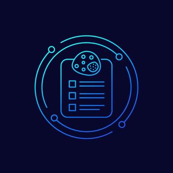 bacterias y Lista de Verificación icono, lineal diseño vector