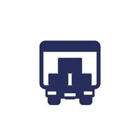 truck with boxes icon on white, back view vector