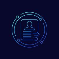 export profile, personal data icon, linear design vector