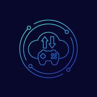 game server icon with gamepad and cloud, linear design vector