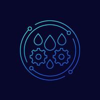 oil drops and gear icon, linear design vector