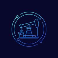 Oil pump jack icon, line vector