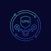 VPN service line icon with a shield, vector