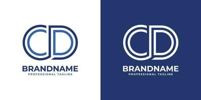 Letter CD Line Monogram Logo, suitable for any business with CD or DC initials. vector