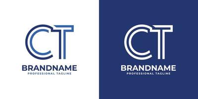 Letter CT Line Monogram Logo, suitable for any business with CT or TC initials. vector