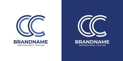 Letter CC Line Monogram Logo, suitable for any business with C or CC initials. vector