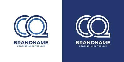 Letter CQ Line Monogram Logo, suitable for any business with CQ or QC initials. vector