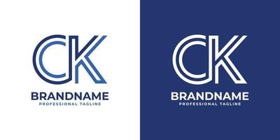 Letter CK Line Monogram Logo, suitable for any business with CK or KC initials. vector