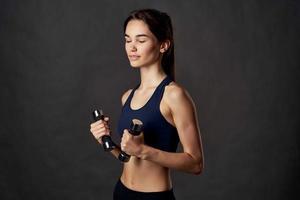 athletic woman boxing workout exercises fitness posing studio lifestyle photo