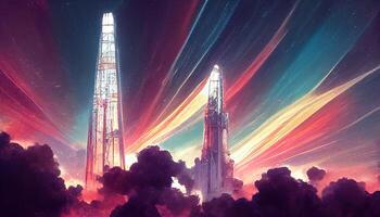 Abstract future background with shuttle, photo