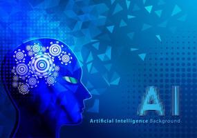 Ai artificial intelligence technology hitech concept. chat  with smart bot, open Ai, gears, lights, technology Abstract, vector. design for chat, web banner, background, transformation. vector