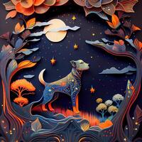 Paper Cut Craft Fantasy Dream Dog - photo