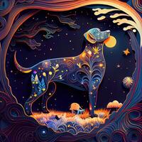 Paper Cut Craft Fantasy Dream Dog - photo