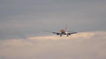 PHUKET, THAILAND NOVEMBER 29, 2019 - NOK Air Boeing 737 approaching before landing at Phuket International airport HKT. Nok Air Thailand's low cost airline video