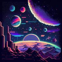 Pixel Art Space Background - photo