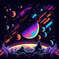 Pixel Art Space Background - photo