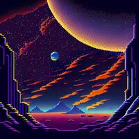 Pixel Art Space Background - photo