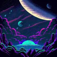 Pixel Art Space Background - photo