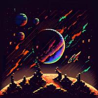 Pixel Art Space Background - photo