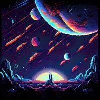 Pixel Art Space Background - photo