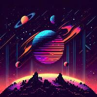 Pixel Art Space Background - photo