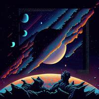 Pixel Art Space Background - photo