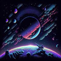 Pixel Art Space Background - photo