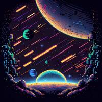 Pixel Art Space Background - photo