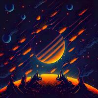 Pixel Art Space Background - photo