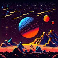 Pixel Art Space Background - photo