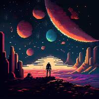 Pixel Art Space Background - photo