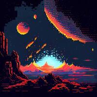 Pixel Art Space Background - photo