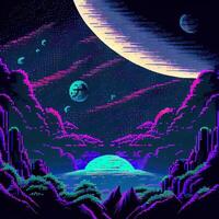 Pixel Art Space Background - photo