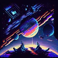 Pixel Art Space Background - photo