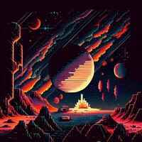 Pixel Art Space Background - photo